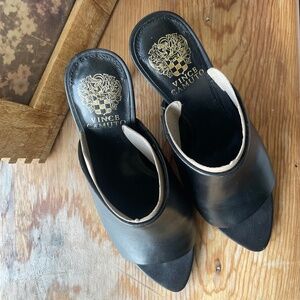 Vince Camuto Black Leather Sandal Mule